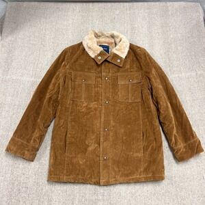 Vintage JC Penny Suede Jacket Mens Medium Brown 1970s Sherpa Western